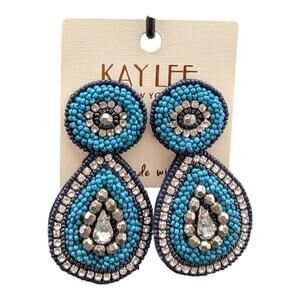Kay Lee NY Turquoise Beaded Statement Earrings